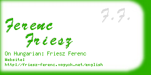 ferenc friesz business card